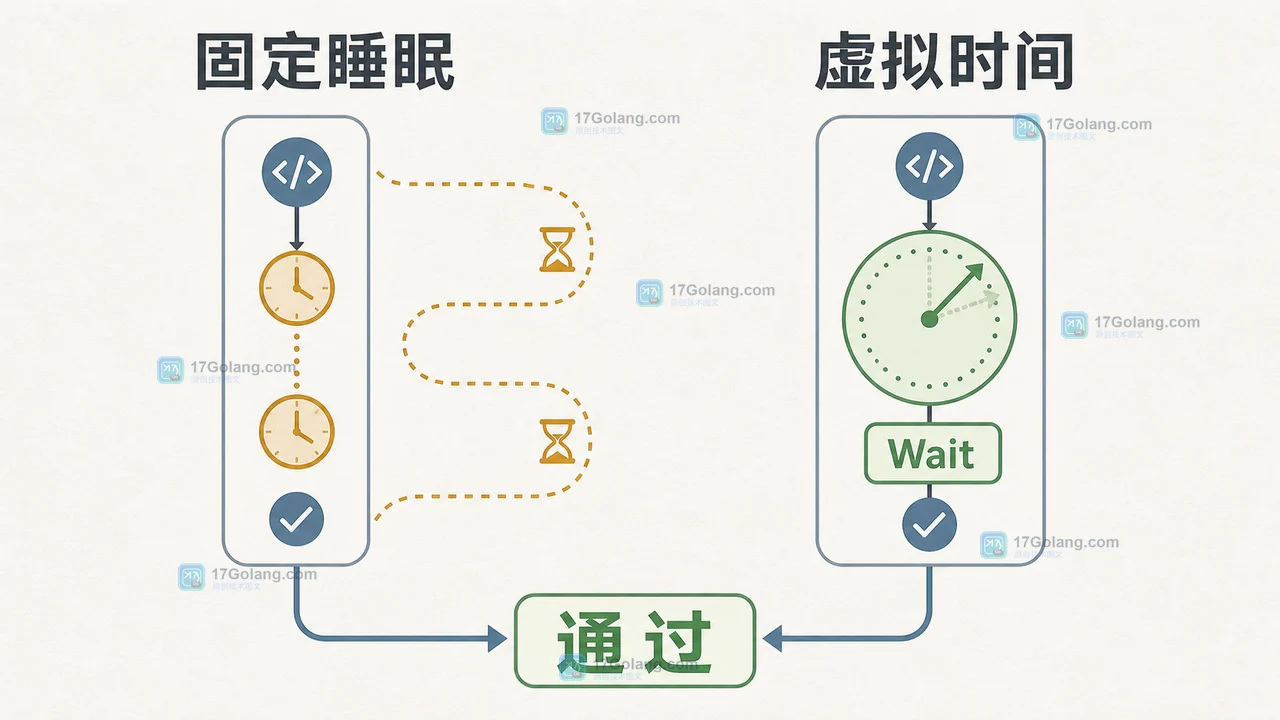 testing synctest 虚拟时间与 Wait 汇合后的 Go 并发测试验收现场