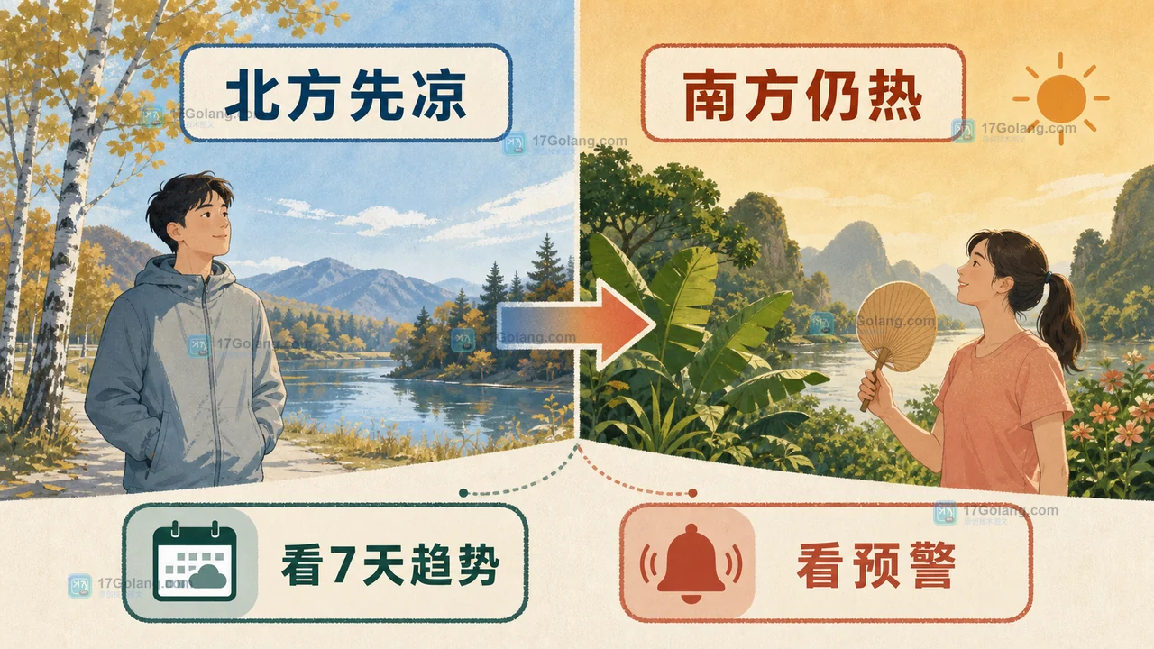 北方降温与南方秋老虎的天气查询判断