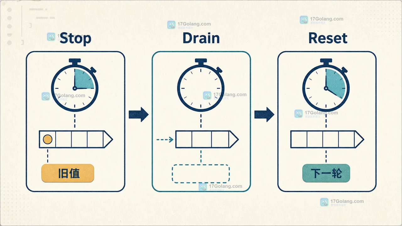 Go timer.Reset 复用怎么写：Stop、Drain 与定时器状态检查