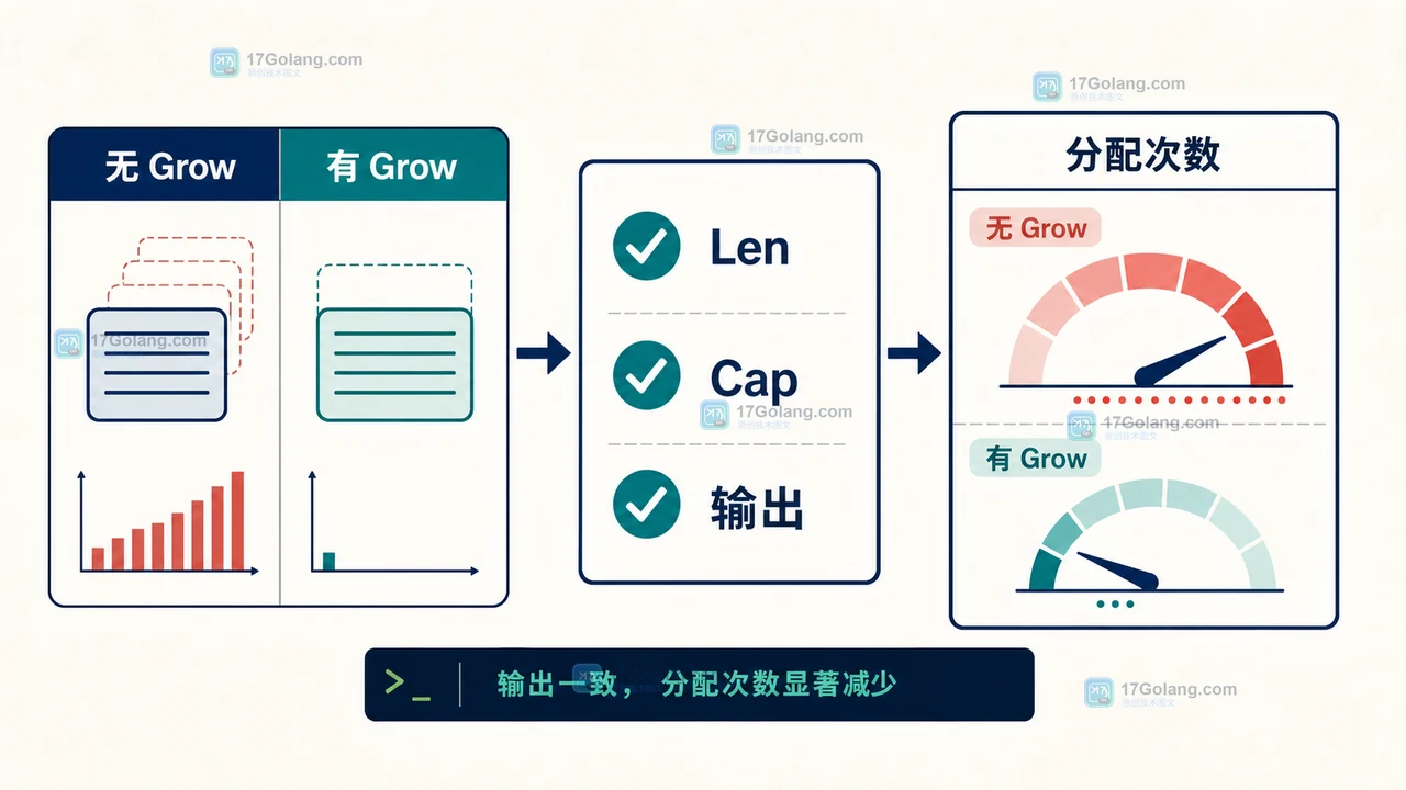 Go bytes.Buffer 通过 Len、Cap 和输出内容三项检查判断预留容量是否合适