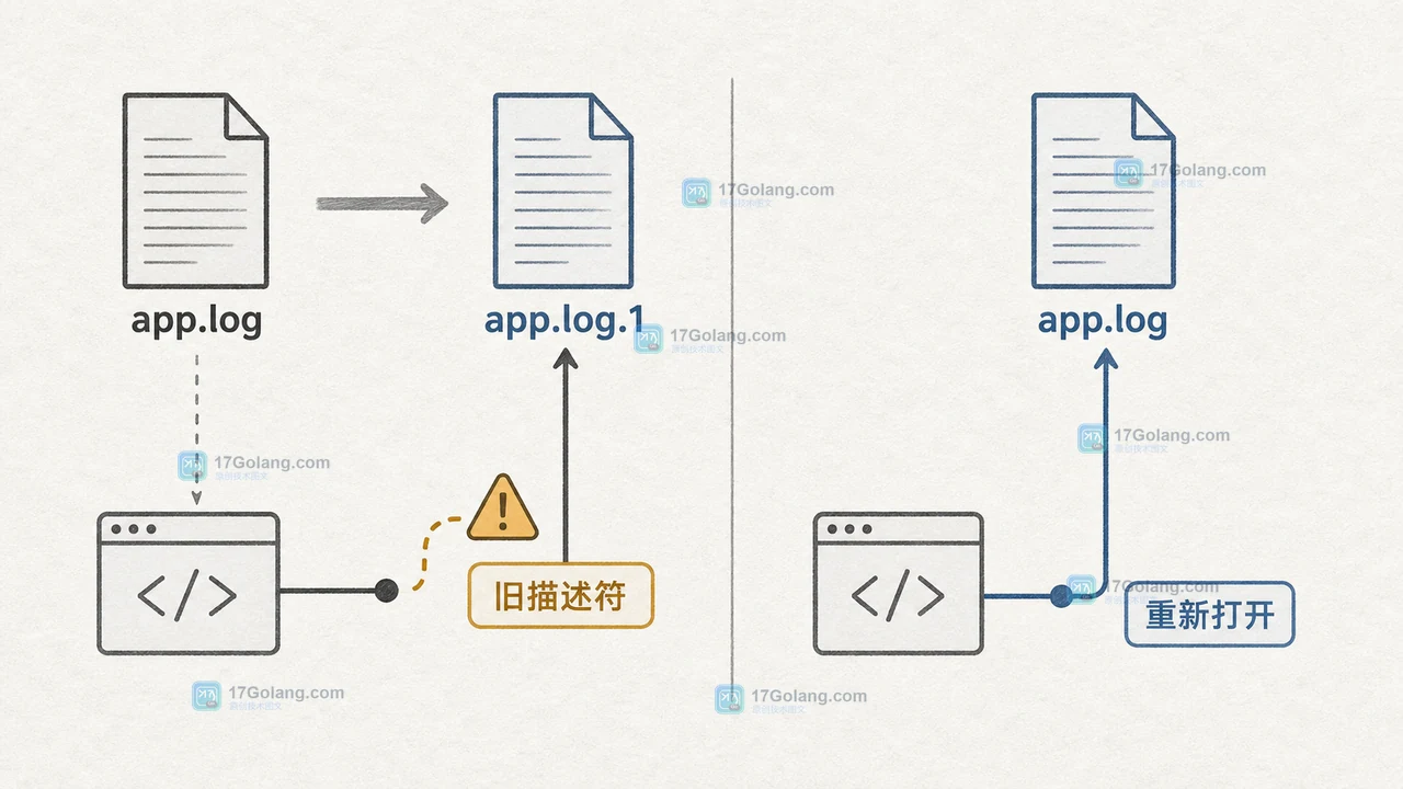 Go os.OpenFile 的 O_APPEND 到底保证什么：并发写入、偏移位置与日志轮转边界