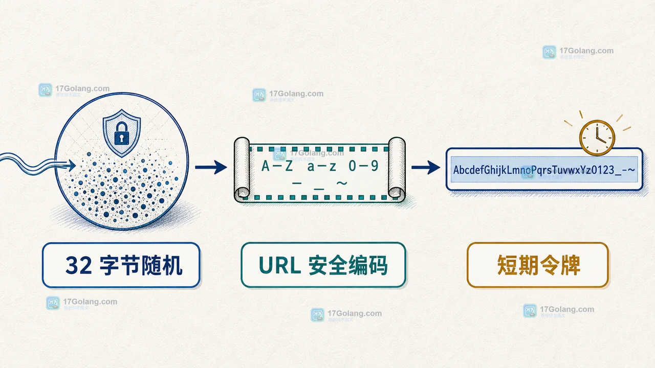 Go crypto/rand 生成随机字节后使用 URL 安全 Base64 编码为短期令牌的流程