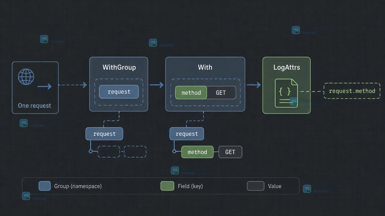 Go slog WithGroup、With 和 LogAttrs 的字段继承关系