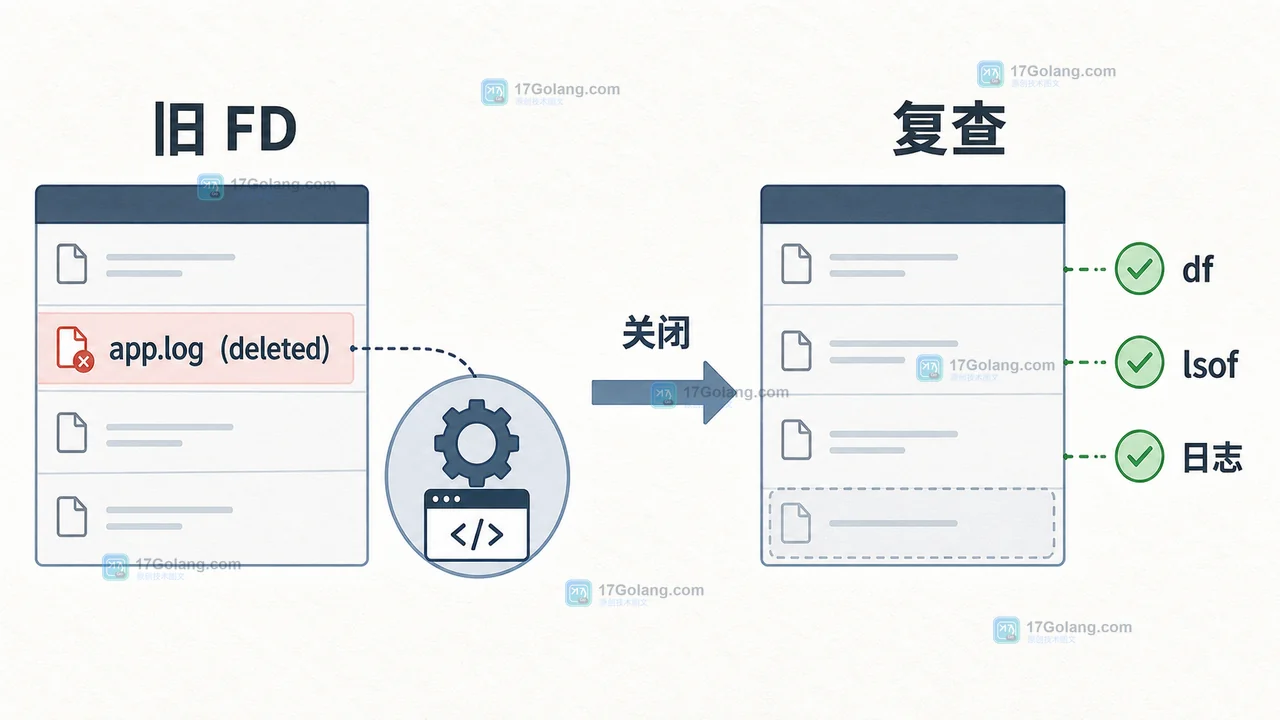 Linux 关闭持有已删除日志的进程后重新核对 df、lsof 与服务日志的恢复结果