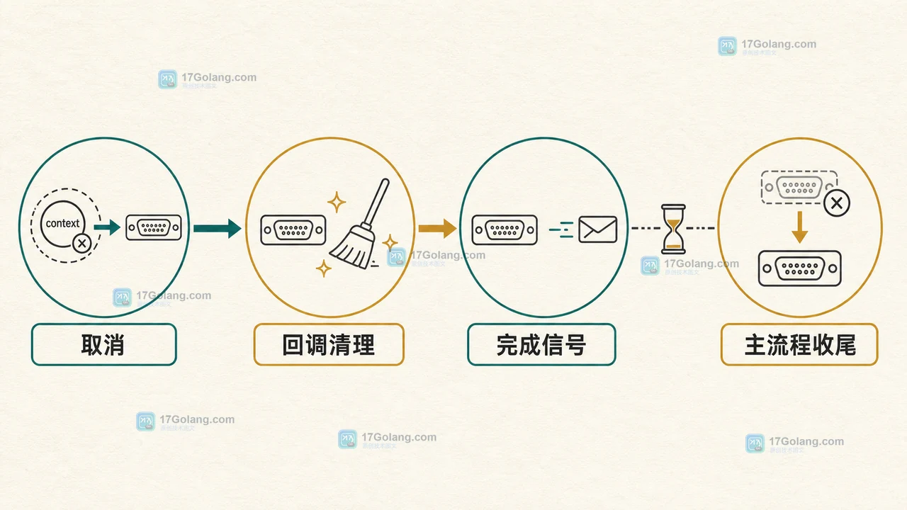 Go context.AfterFunc 取消回调为什么没执行：停止竞态、清理顺序与幂等处理