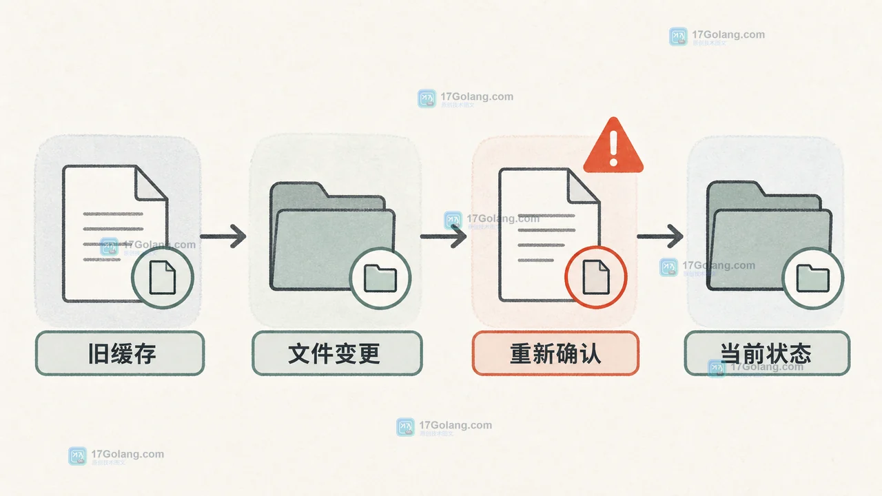 Python Path.info 缓存遇到文件类型变化后通过 is_file 与新 Path 对象重新确认状态的工程示意图