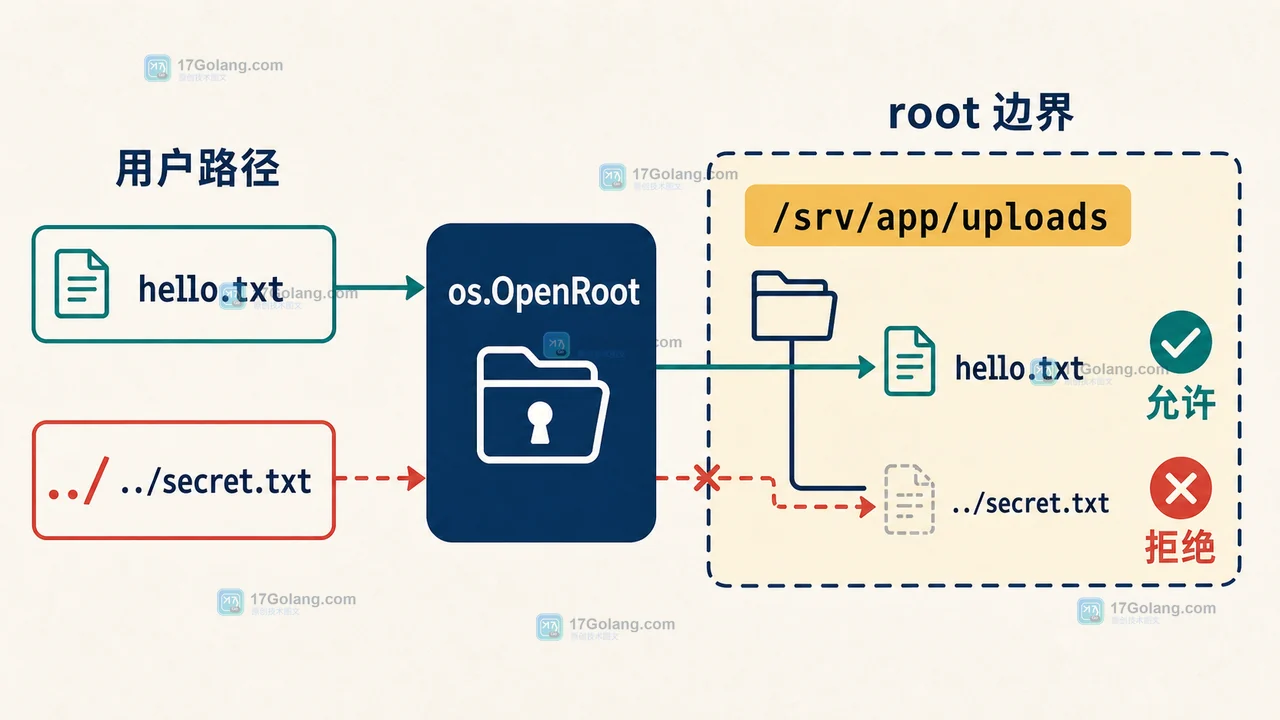 Go os.OpenRoot 怎么限制用户路径：安全打开、目录逃逸与错误验收