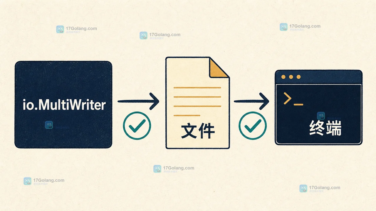 Go io.MultiWriter 按顺序把同一条日志写入文件与终端，前一个目标成功后才进入下一个目标