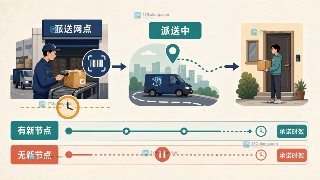 快递从派送网点到收件地址的节点停滞判断示意图
