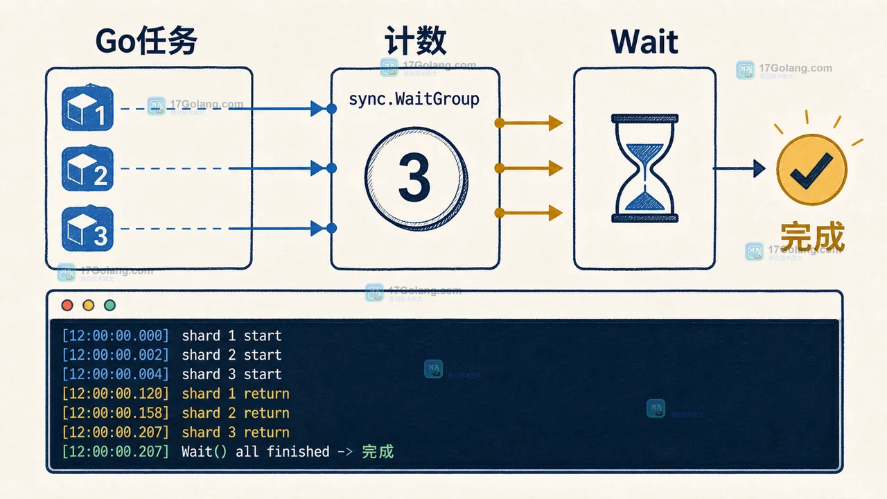 Go sync.WaitGroup.Go 怎么管理批量任务：启动时序、等待边界与异常收口