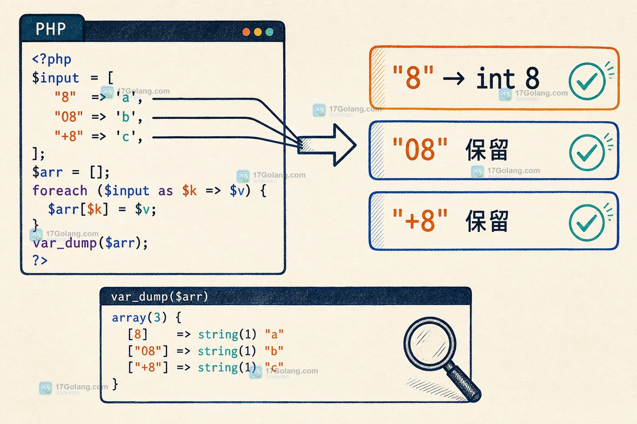 PHP 数组键为什么会自动变成整数：数字字符串、JSON 对象与数据校验