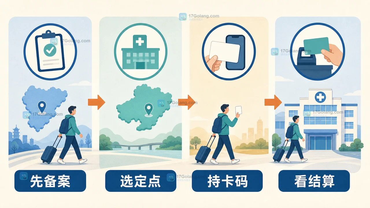 跨省异地就医从备案、联网定点机构到医保卡码结算的核对链路
