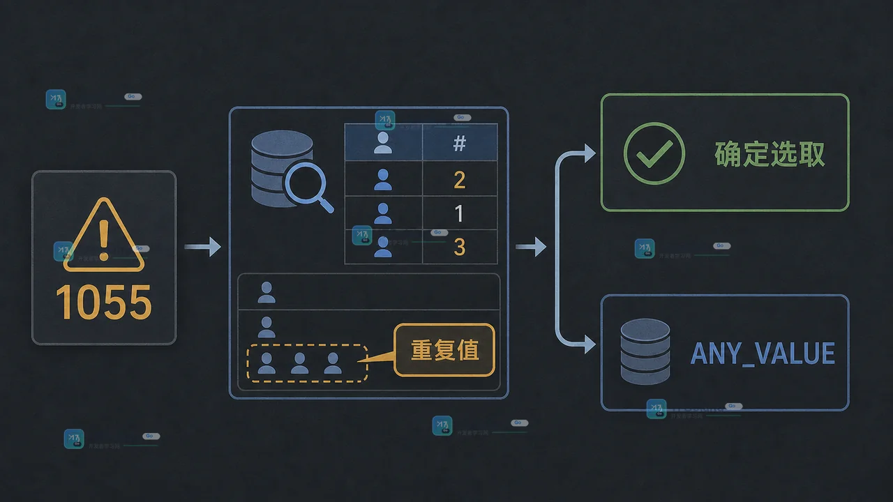 MySQL ANY_VALUE 修复 1055 报错后用重复值检查和结果复核的流程