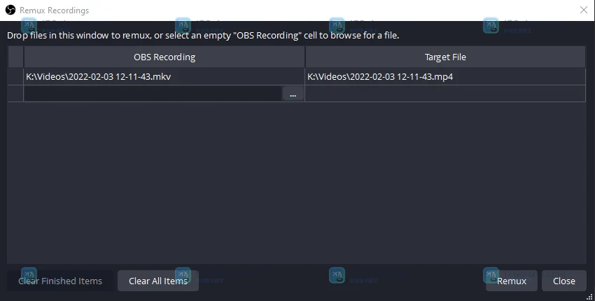 OBS 官方帮助页展示的 File 菜单与 Remux Recordings 入口