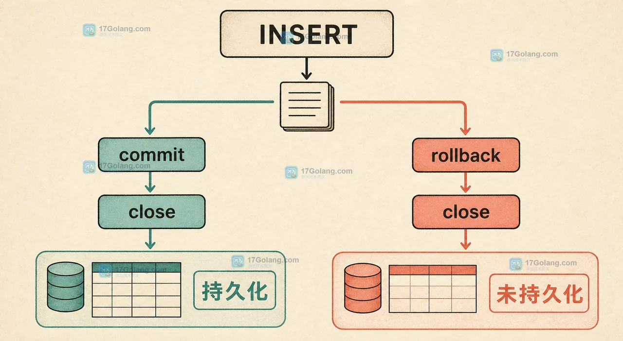 Python sqlite3 commit 与 rollback 分别把 INSERT 变成持久化或未持久化状态