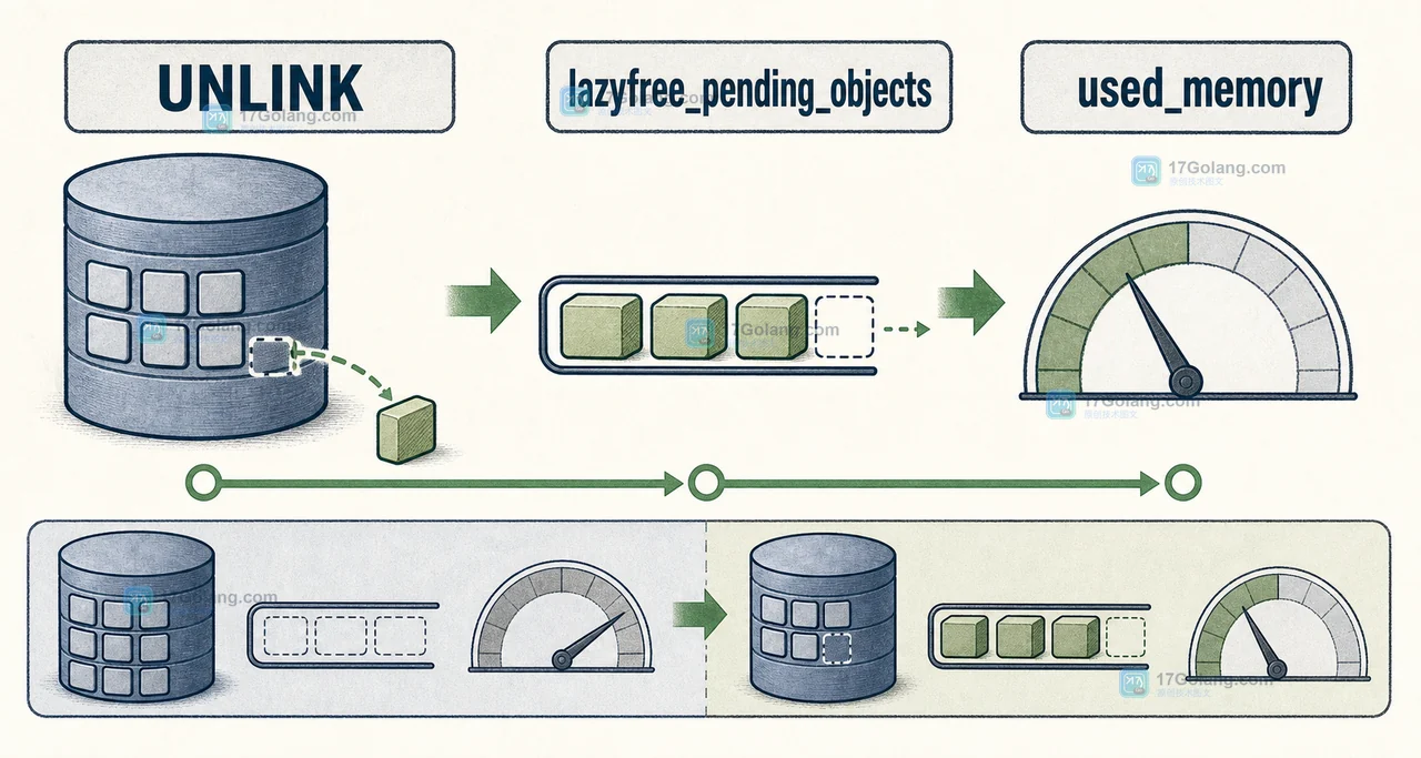 Redis 大 Key 删除后 used_memory 与 lazyfree_pending_objects 的前后变化