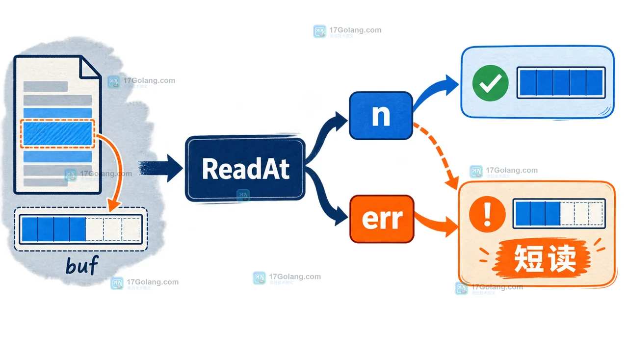 Go 问答：os.File.ReadAt 遇到短读时，如何正确处理 n 与 io.EOF