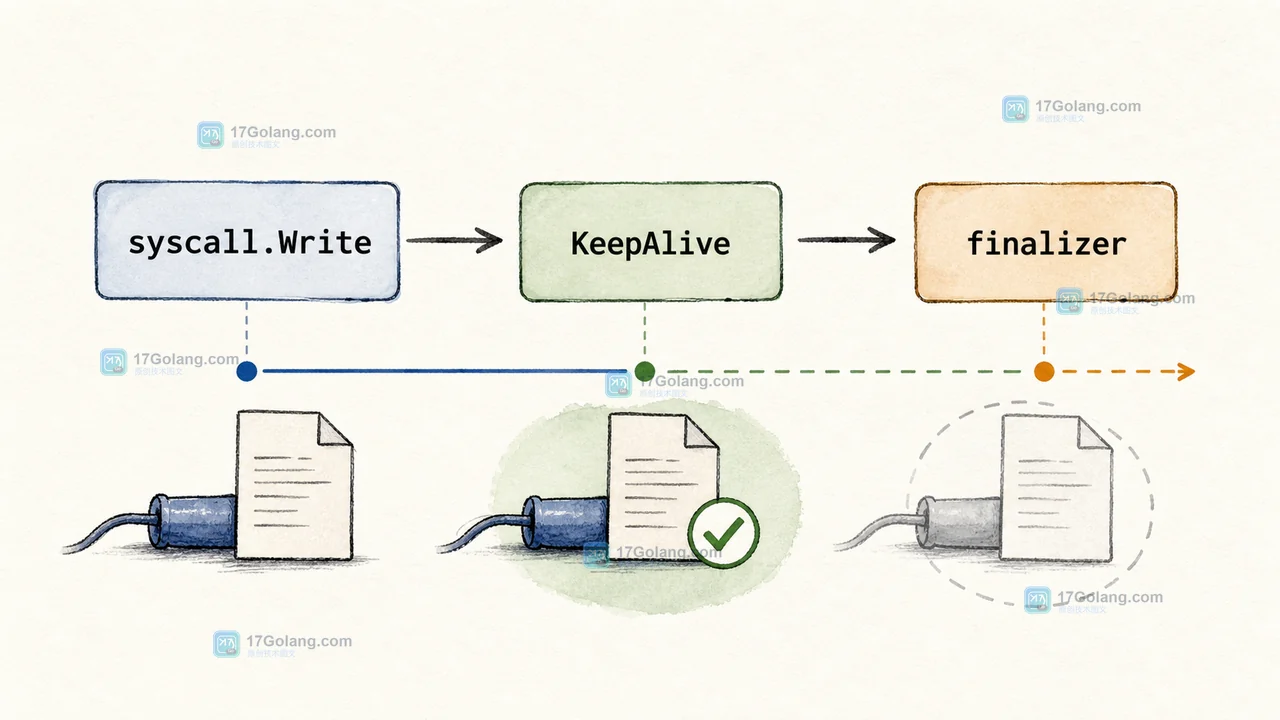 Go syscall.Write 之后用 runtime.KeepAlive 延长 Handle 可达性的资源状态变化