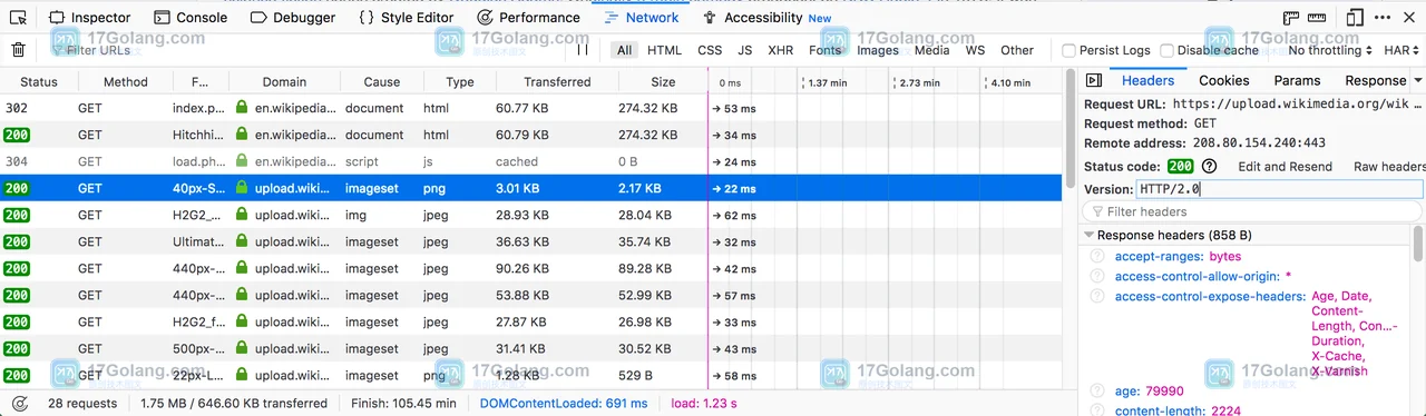 Firefox Network Monitor 请求详情真实截图，展示右侧详情标签和 Response 入口