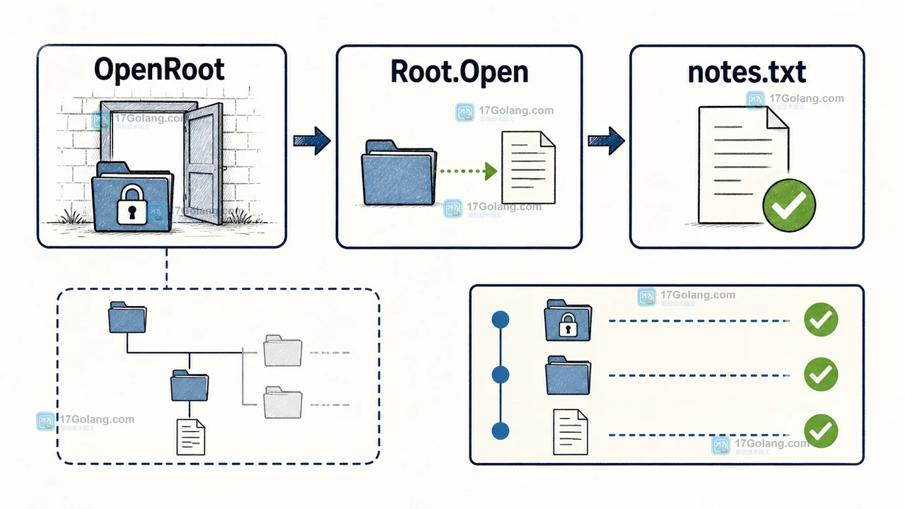 Go os.Root.OpenRoot 如何限制相对路径：文件系统沙箱的错误边界