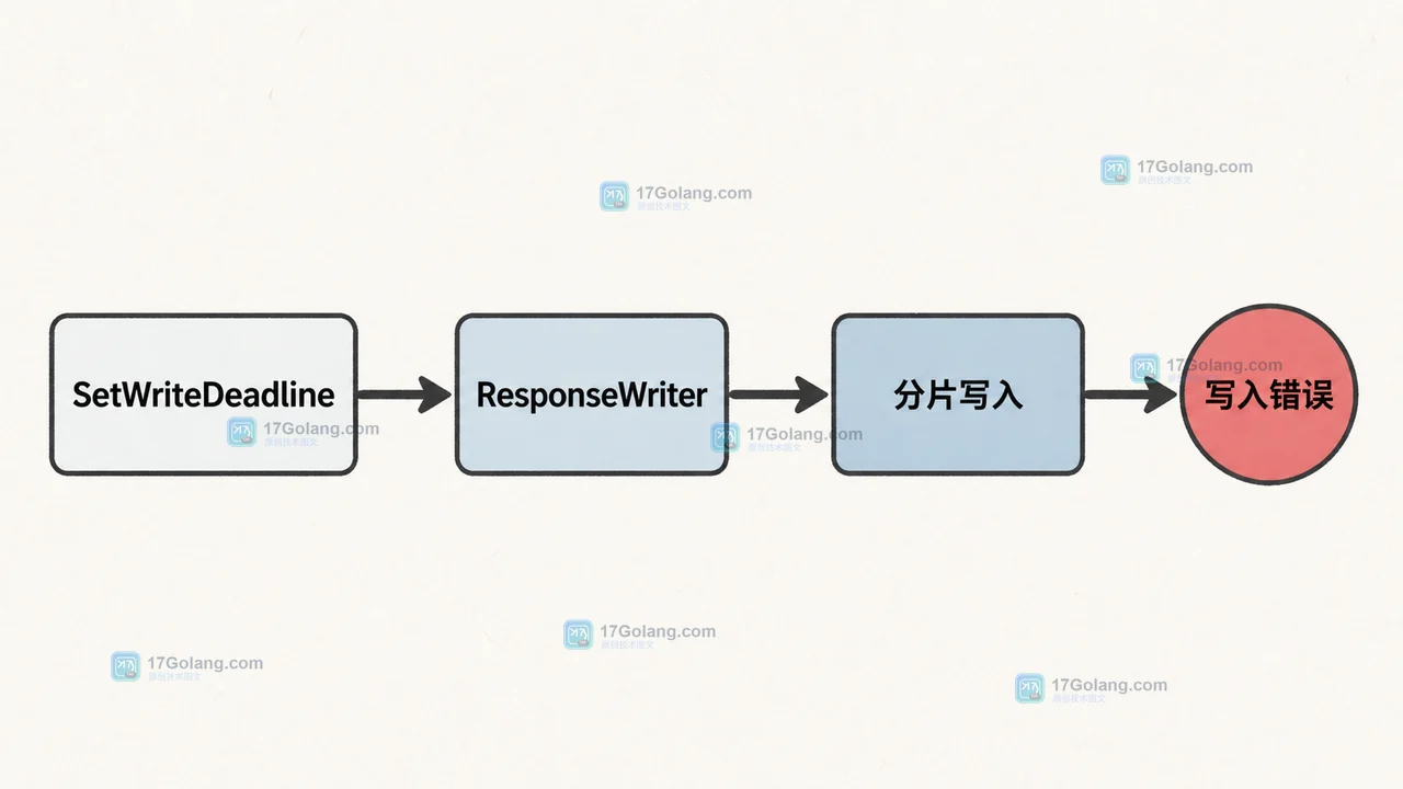 Go http.ResponseController 响应写出路径:ResponseWriter 写入分片,SetWriteDeadline 到期后进入写错误分支