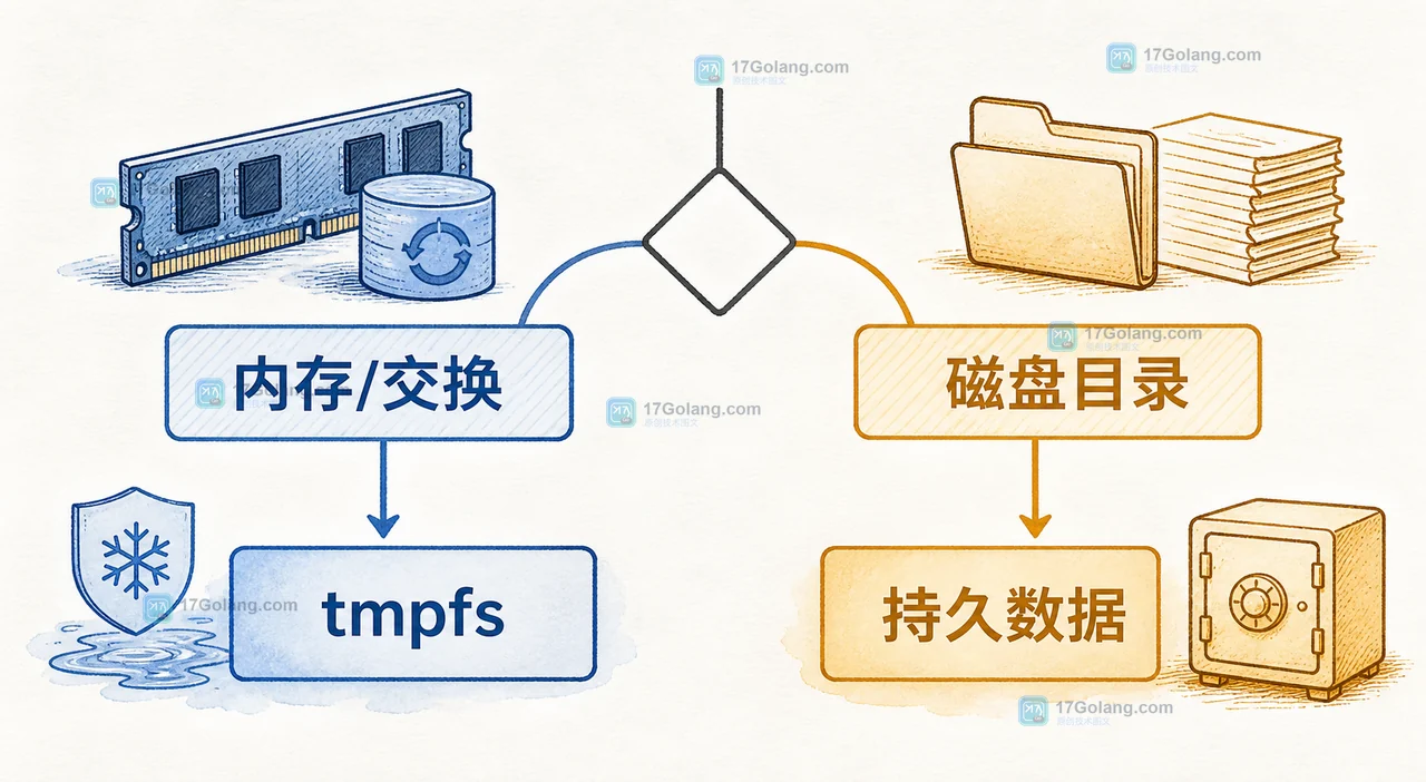 Linux tmpfs 与磁盘目录怎么选：容量上限、内存占用和重启后的数据边界