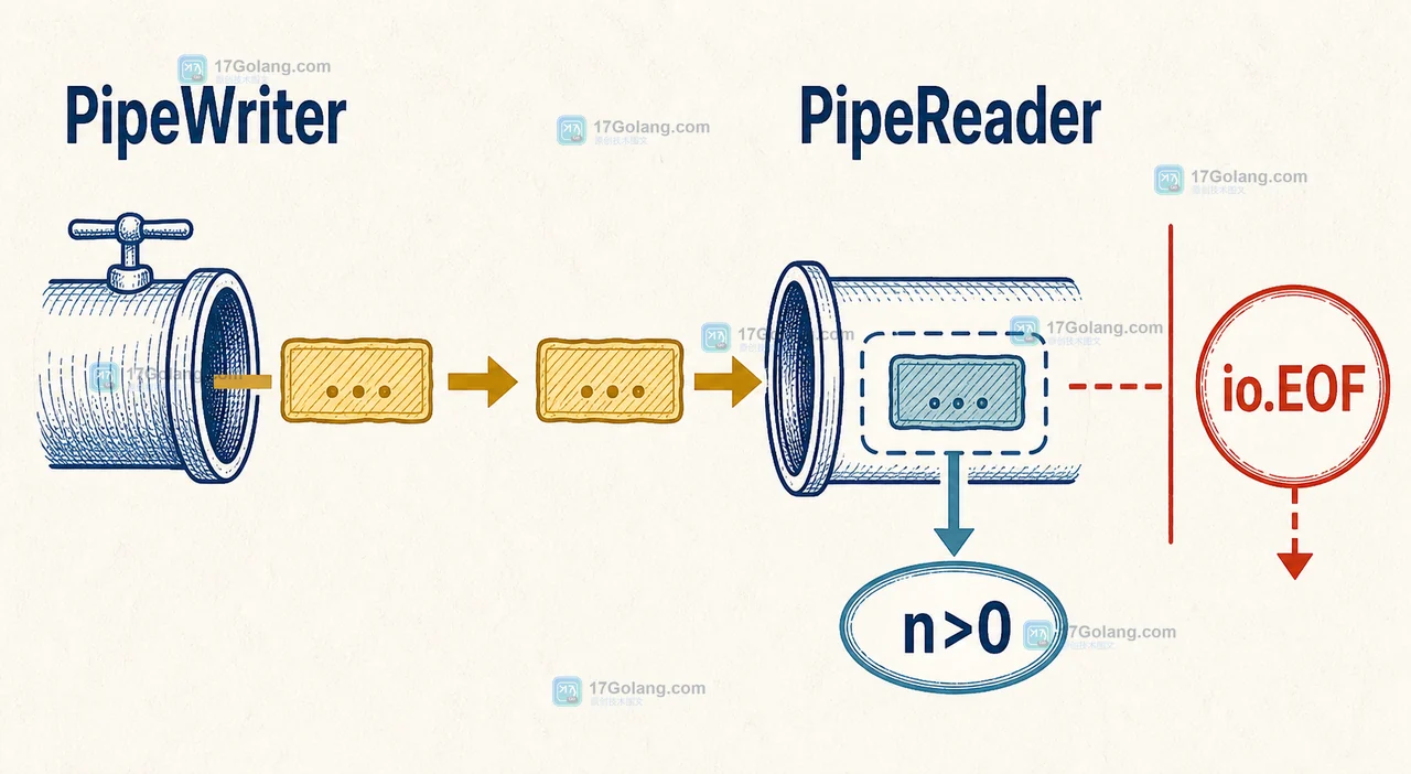 Go io.Pipe Read 返回 n 与 err 的先后判断,先消费有效字节再处理 EOF