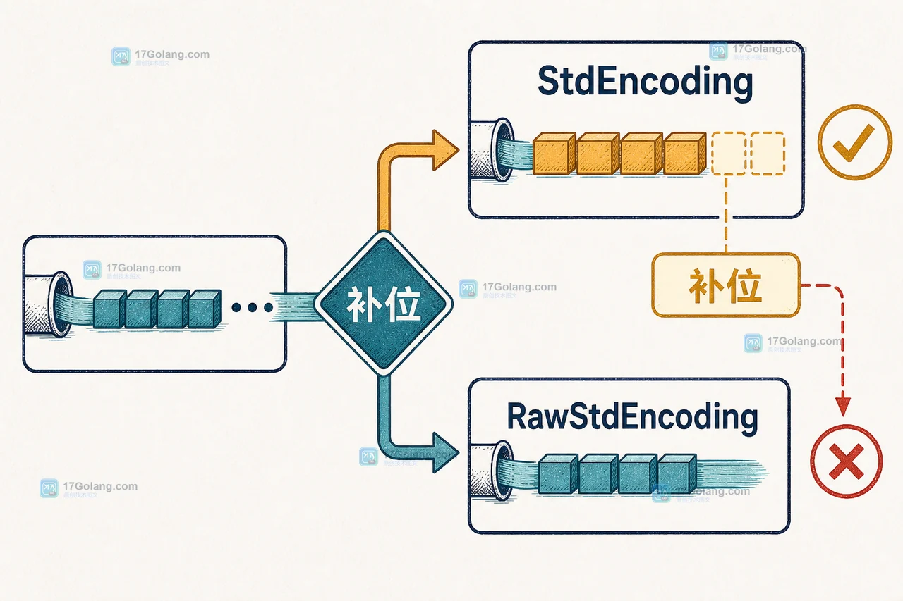 Go StdEncoding 与 RawStdEncoding 在补位字符上的分支选择