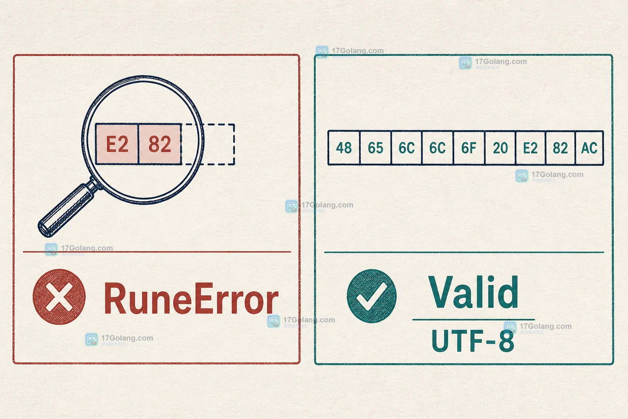 Go UTF-8 扫描中 RuneError、截断字节与 utf8.Valid 的判断边界