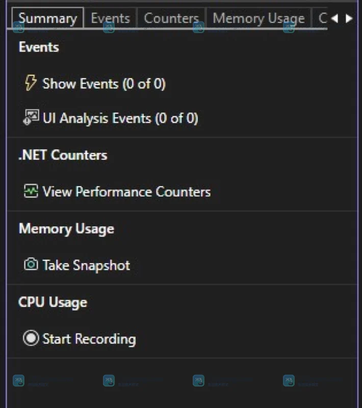 Visual Studio Diagnostic Tools 中 Memory Usage 与 Take Snapshot 的真实界面