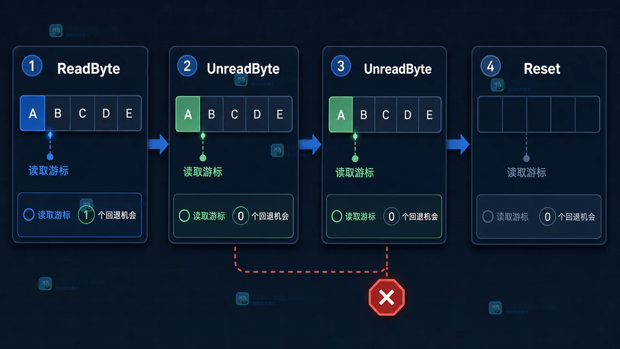 Go bytes.Buffer 的 UnreadByte 为什么会失败：读取游标、最后一个字节与复位时机