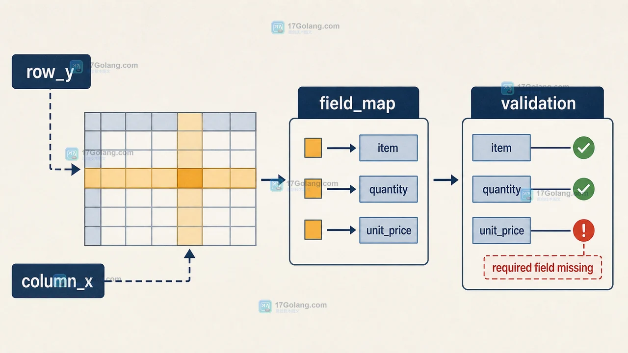 用 row_y 和 column_x 将表格单元格映射到 field_map,并经过 validation 复核