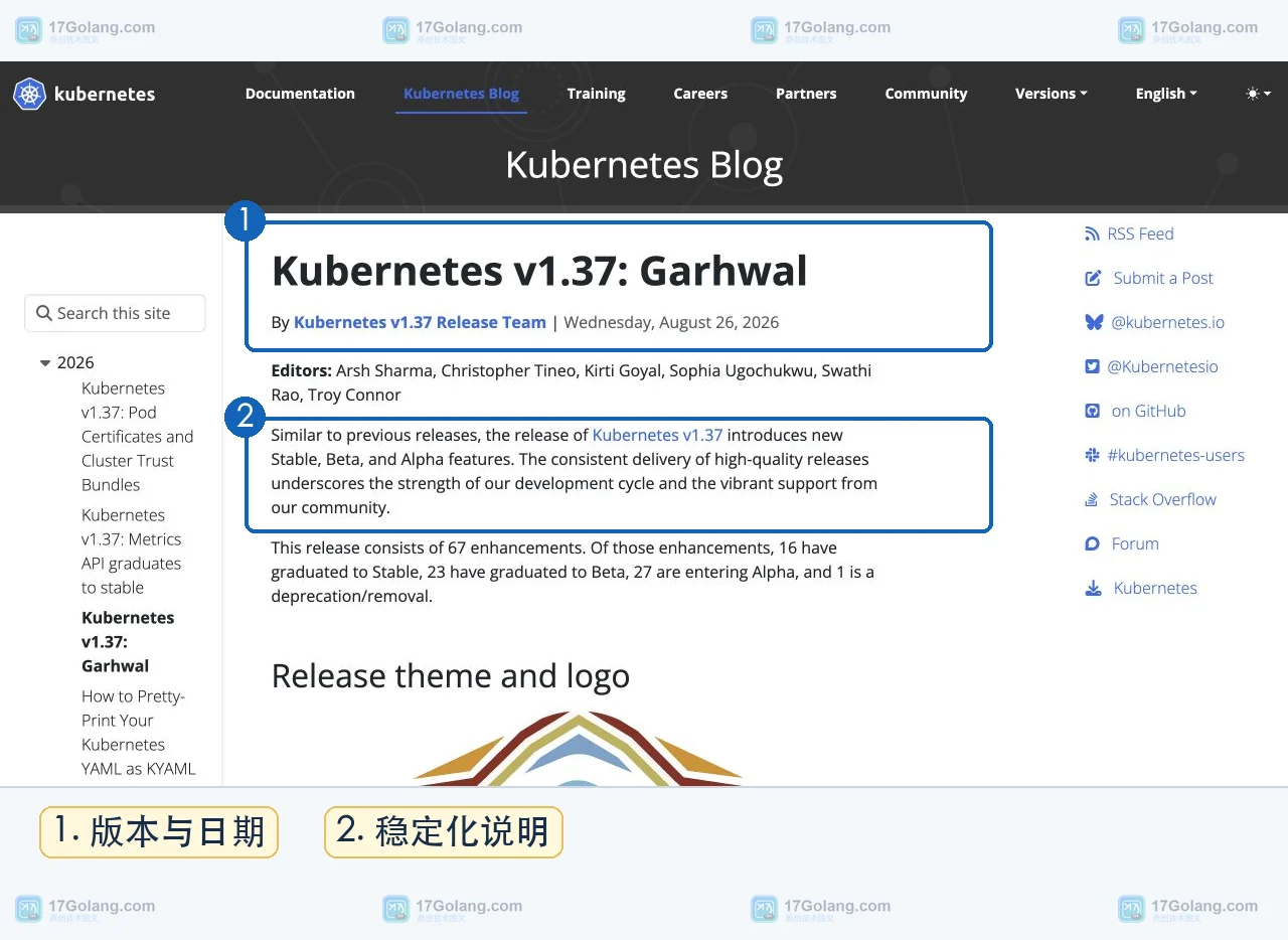 Kubernetes v1.37 官方发布页显示 Pod Certificates 与 Cluster Trust Bundles 属于稳定增强方向