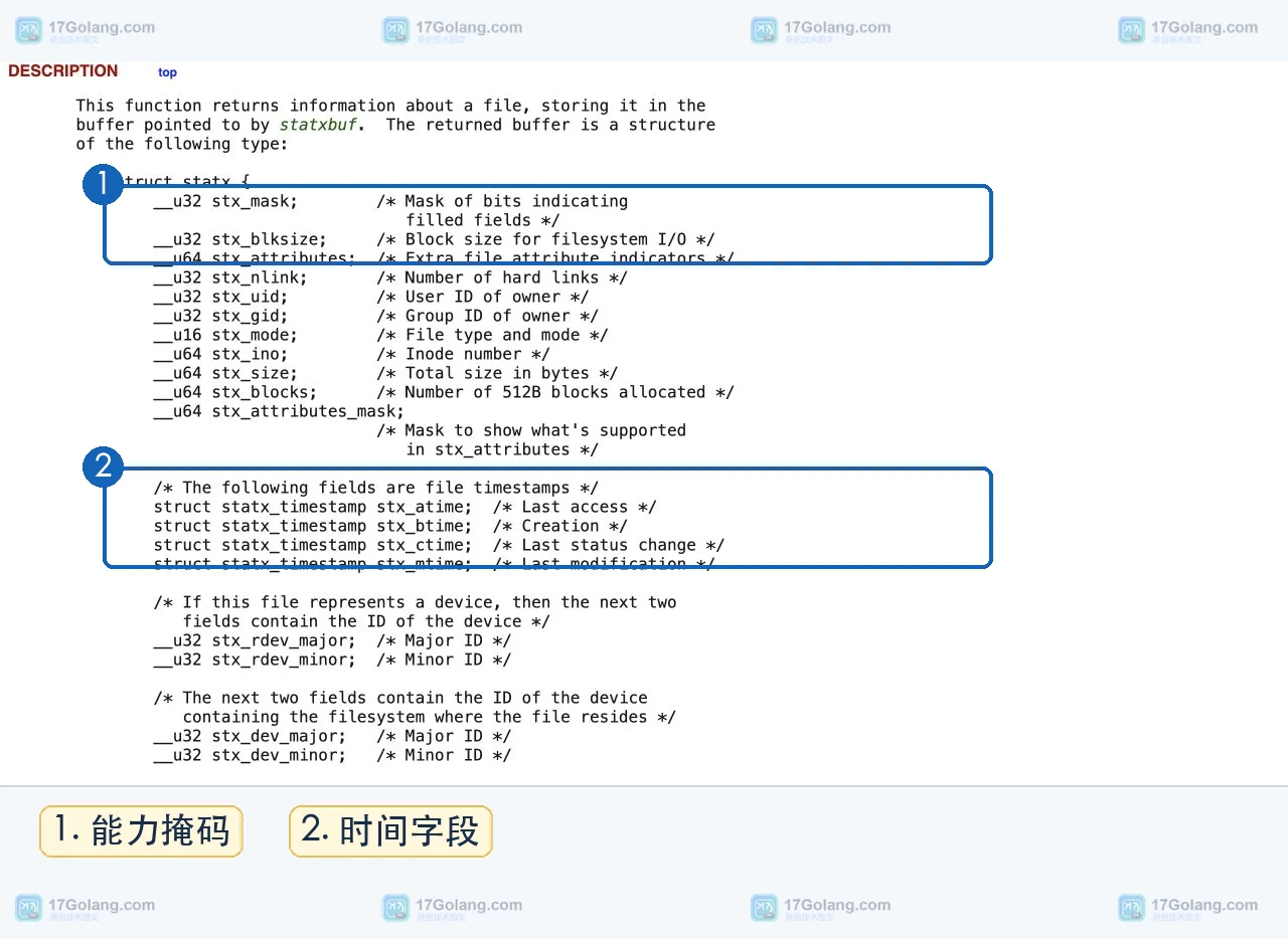 Linux statx 怎么读取文件时间和挂载信息：btime、mtime 与 AT_STATX_DONT_SYNC 边界