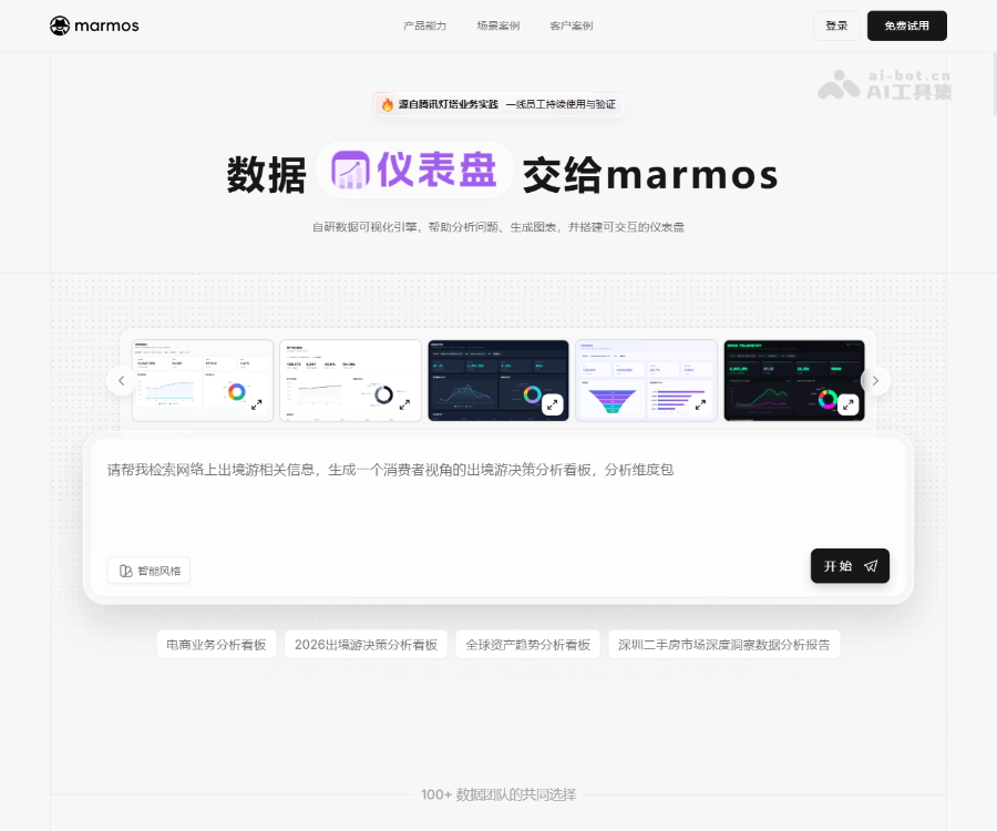 腾讯marmos：AI原生数据分析平台，一句话生成交互式仪表盘