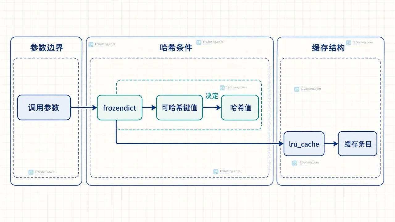 Python 3.15 frozendict 怎么用于缓存键：不可变映射、哈希条件与浅拷贝边界