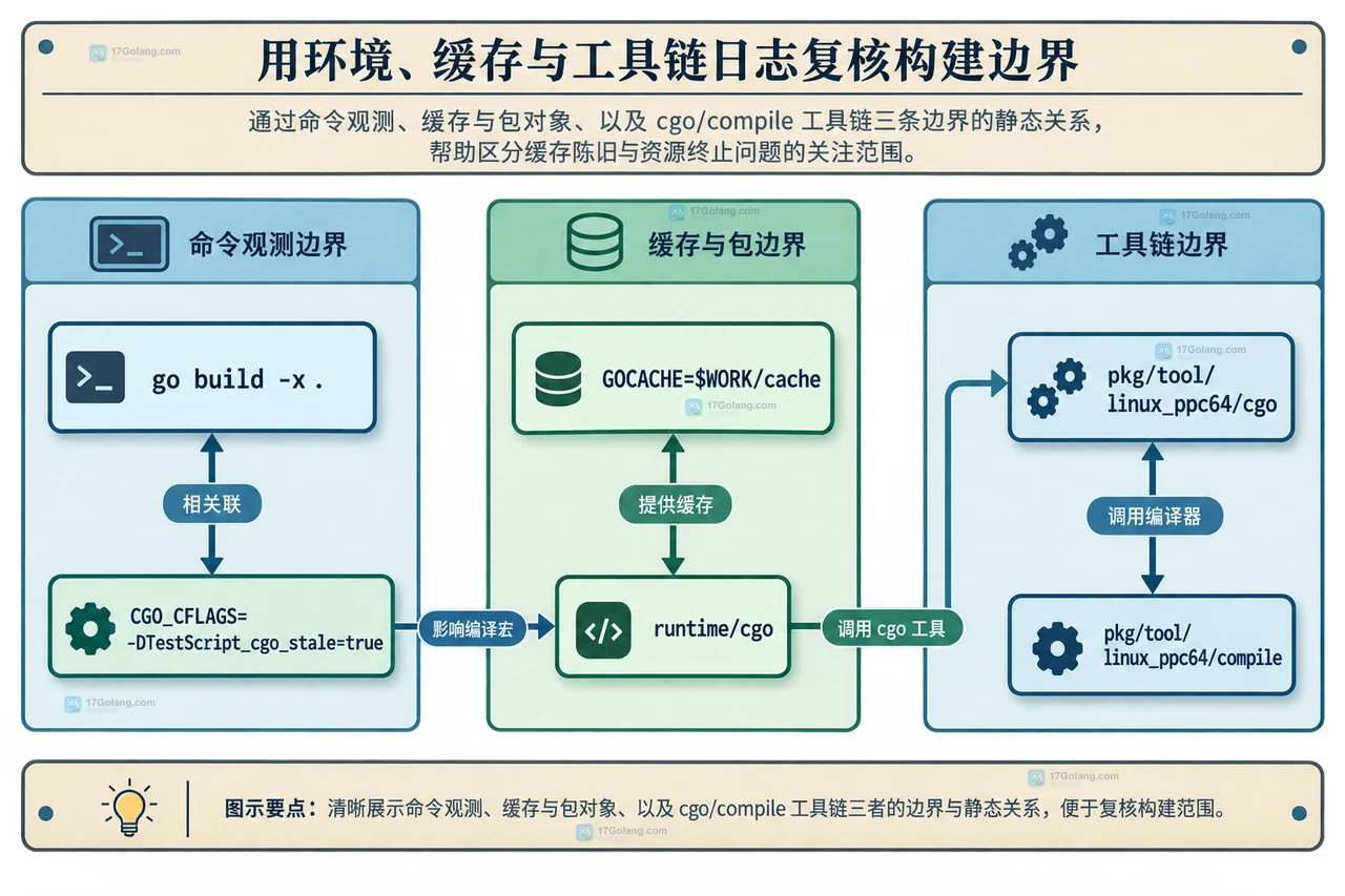 Go cgo_stale 测试为何在 ppc64 构建器失败：缓存陈旧与资源终止怎么区分