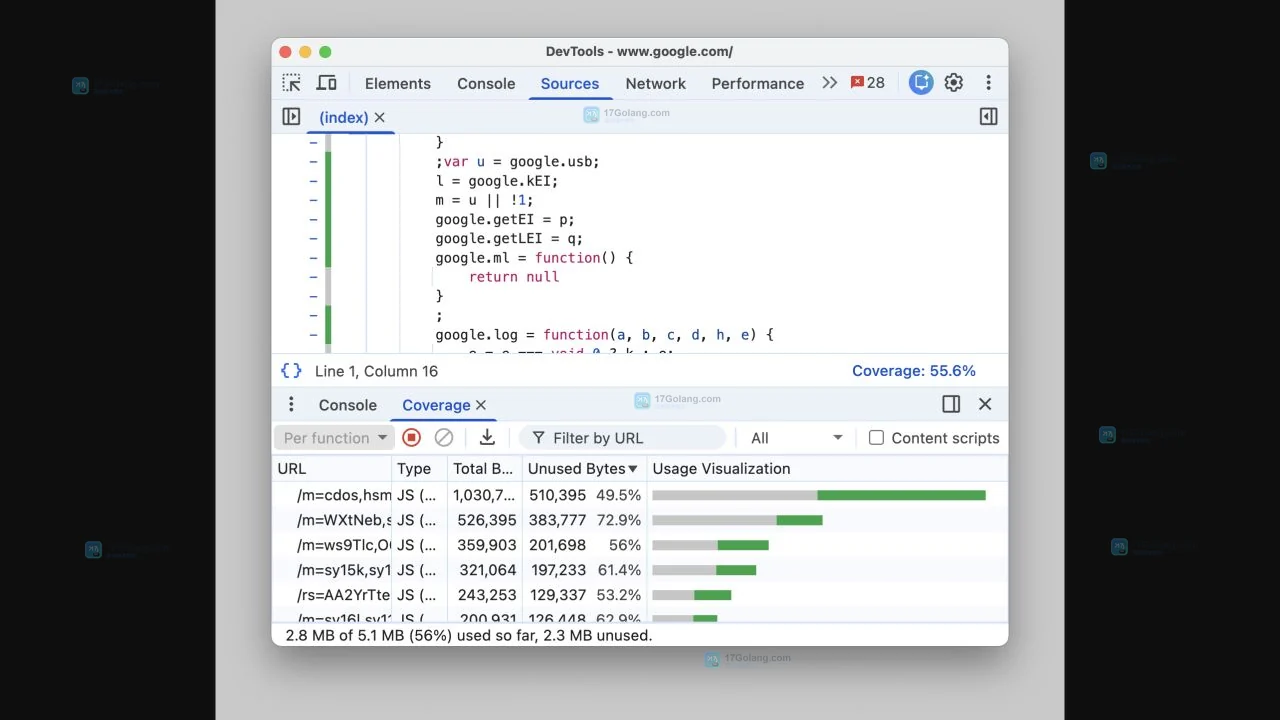 Chrome DevTools Coverage 怎么找未使用资源：启动覆盖率并按文件确认 JS/CSS 占比