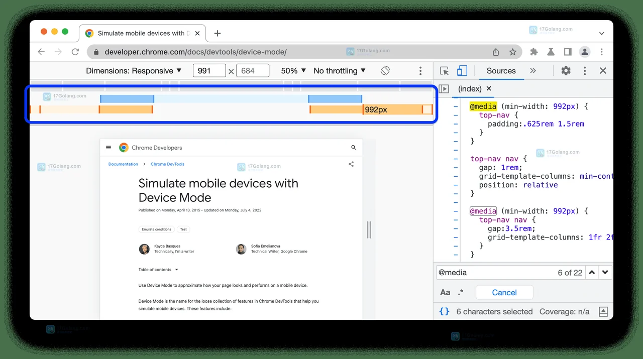 Chrome DevTools Device Mode 如何复现移动端布局：选择视口并验证响应式断点