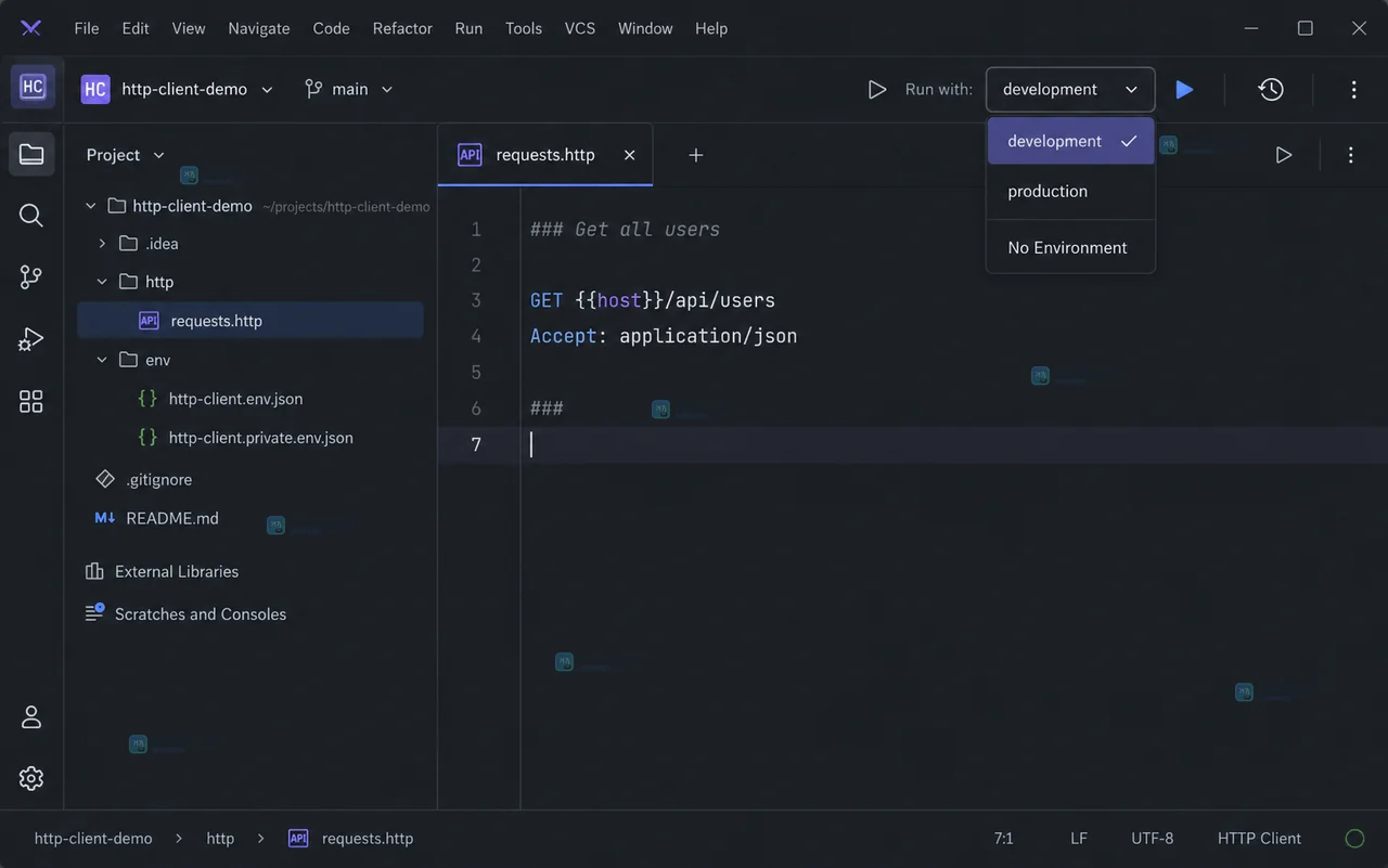 IntelliJ IDEA Services 工具窗口显示 production 环境下的 HTTP 200 和 JSON 响应