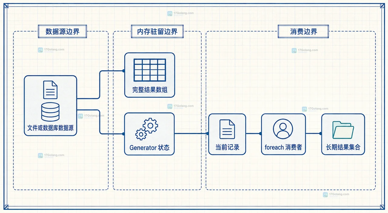 PHP yield 读取大量数据为什么能节省内存