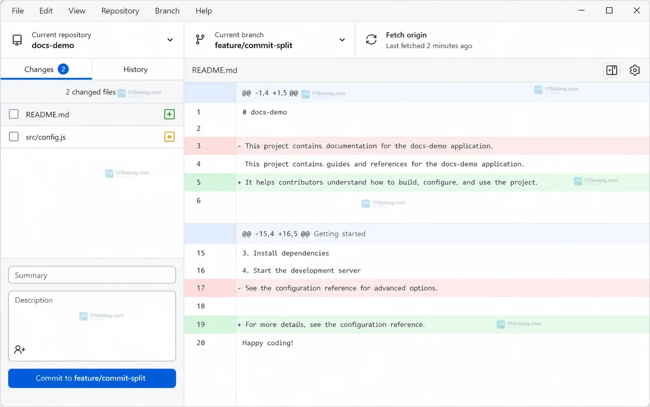 GitHub Desktop 怎么只提交文件中的部分修改