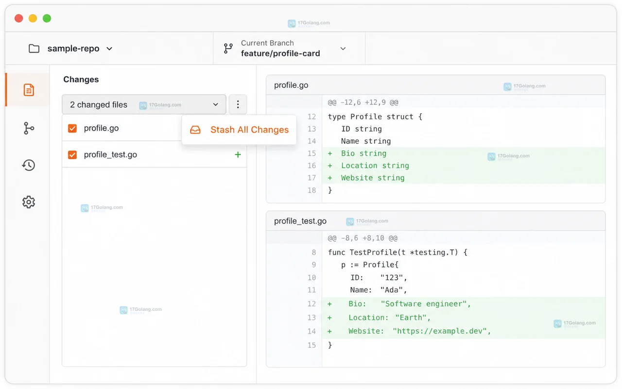 GitHub Desktop 切换分支前怎么暂存未提交修改