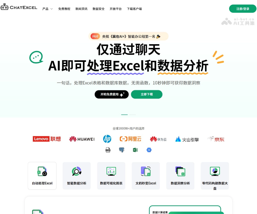 ChatExcel官网：AI驱动的智能办公助手，自然语言处理Excel与数据分析