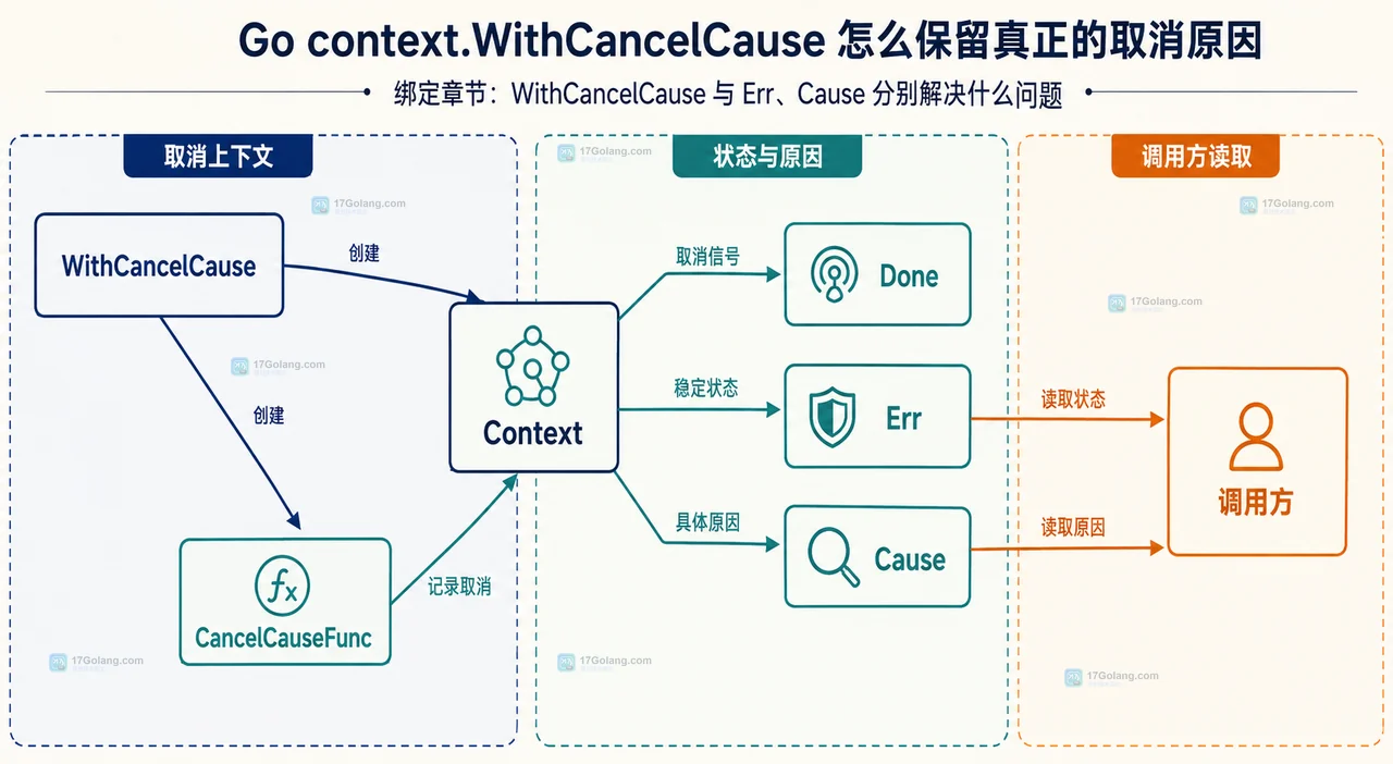 Go context.WithCancelCause 怎么保留真正的取消原因