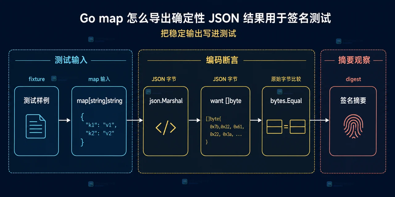 Go map 怎么导出确定性 JSON 结果用于签名测试
