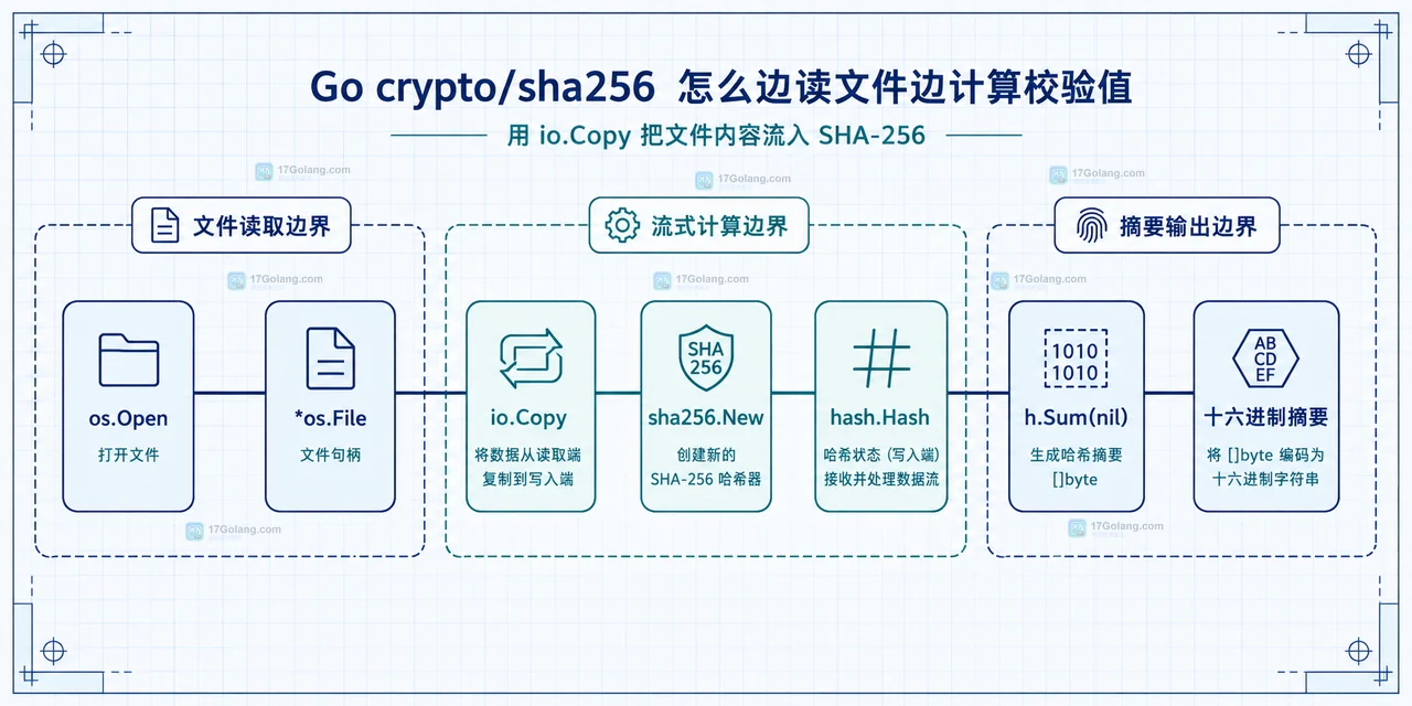 Go crypto/sha256 怎么边读文件边计算校验值