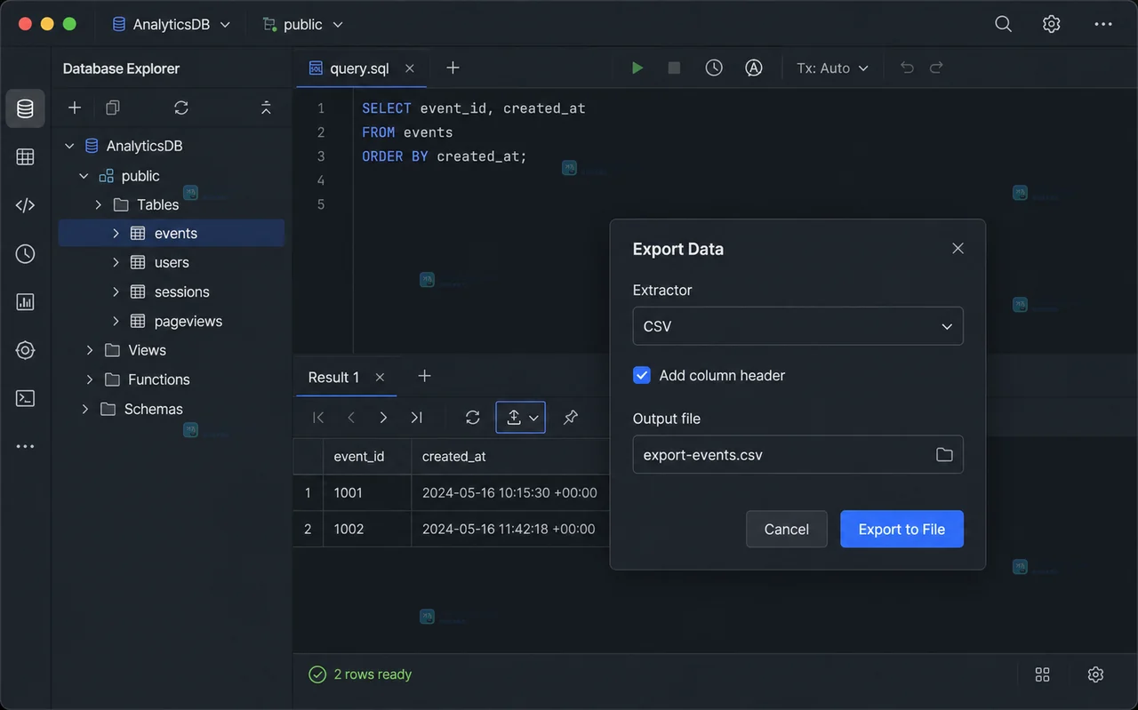 DataGrip 风格数据视图设置中选择 UTC 并预览带偏移量的 created_at 时间列