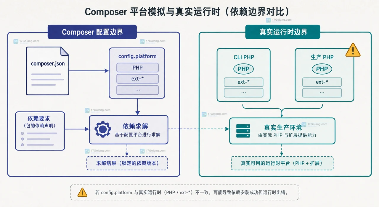 PHP Composer 从依赖声明到真实平台检查的诊断关系图