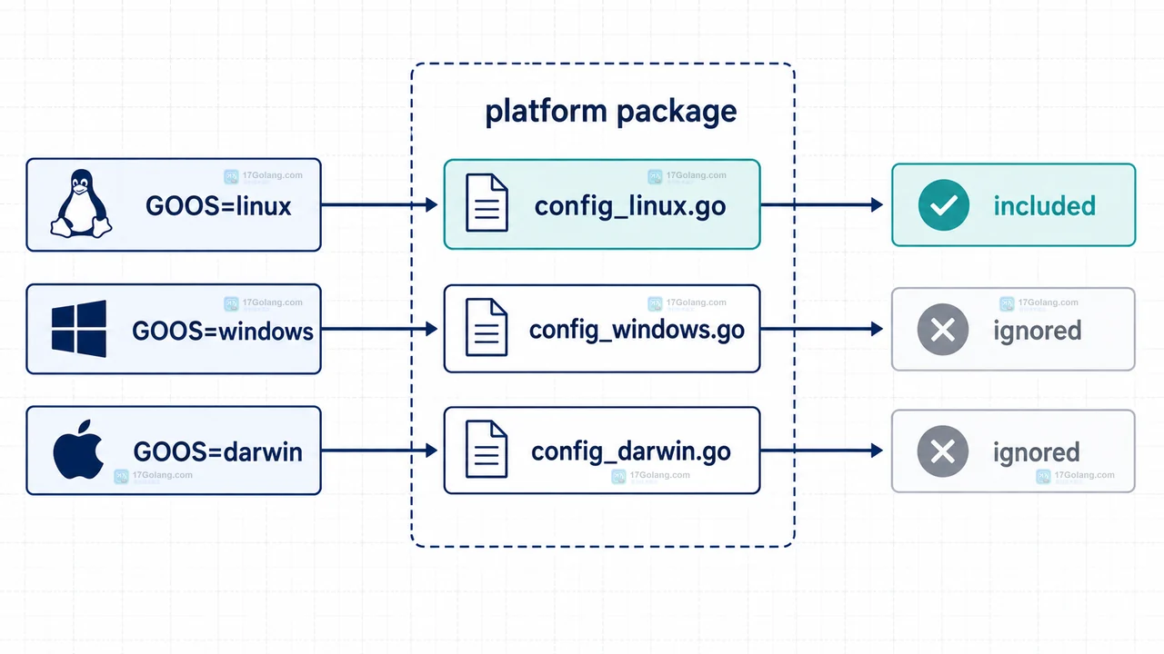 Go build tags 的 linux、windows、darwin 目标经过 go list、GoFiles 和 go test 构建检查